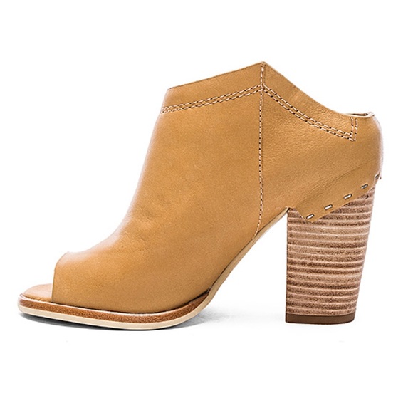 New Tan Pep Toe Cognac Leather Mule Bootie - Picture 5 of 5